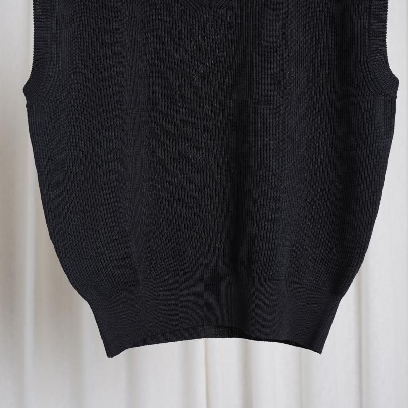 25S/SۡAURALEE ꡼FLAT YARN RIB KNIT VEST / BLACK