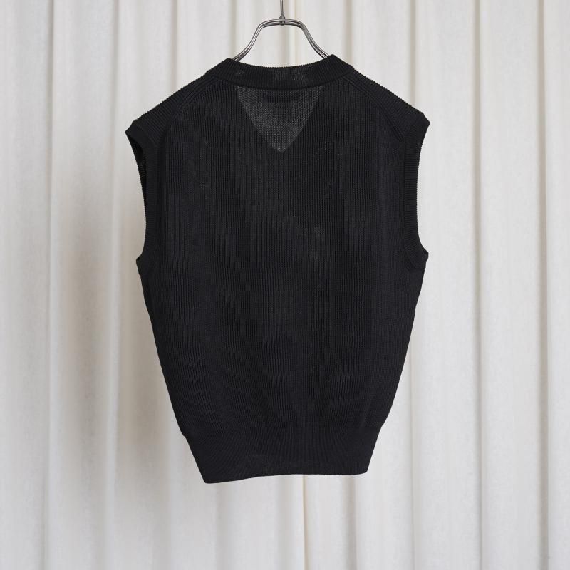25S/SۡAURALEE ꡼FLAT YARN RIB KNIT VEST / BLACK