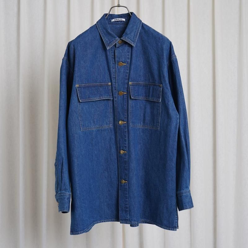 25S/SۡAURALEE ꡼ SELVEDGE LIGHT OZ DENIM SHIRT / MIDIUM WASHED INDIGO
