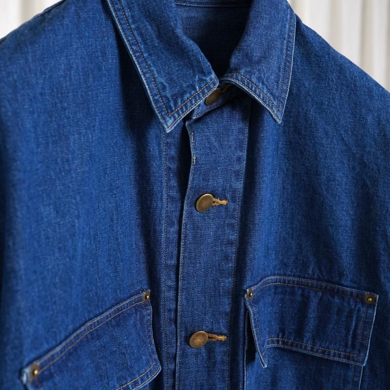 25S/SۡAURALEE ꡼ SELVEDGE LIGHT OZ DENIM SHIRT / MIDIUM WASHED INDIGO
