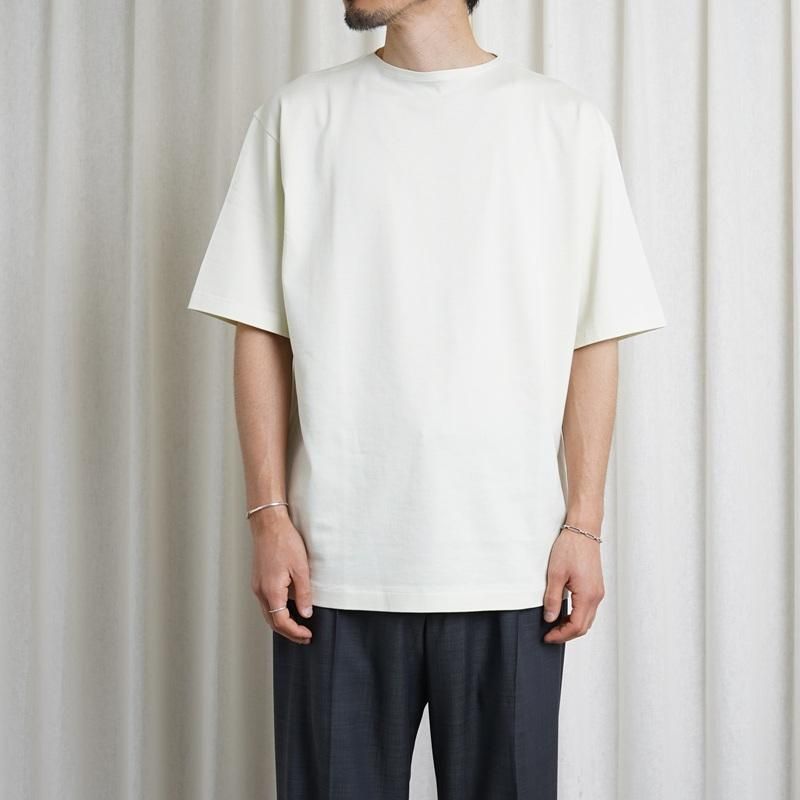25S/SۡAURALEE ꡼LUSTER PLATING BOAT NECK TEE / IVORY PISTACHIO