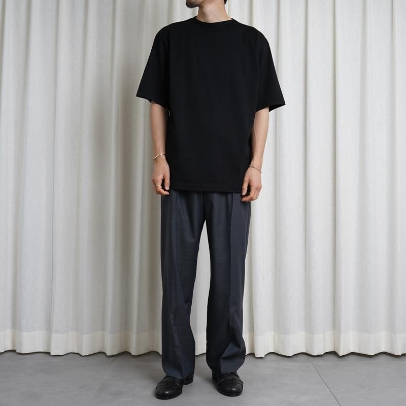 25S/SۡAURALEE ꡼LUSTER PLATING BOAT NECK TEE / BLACK
