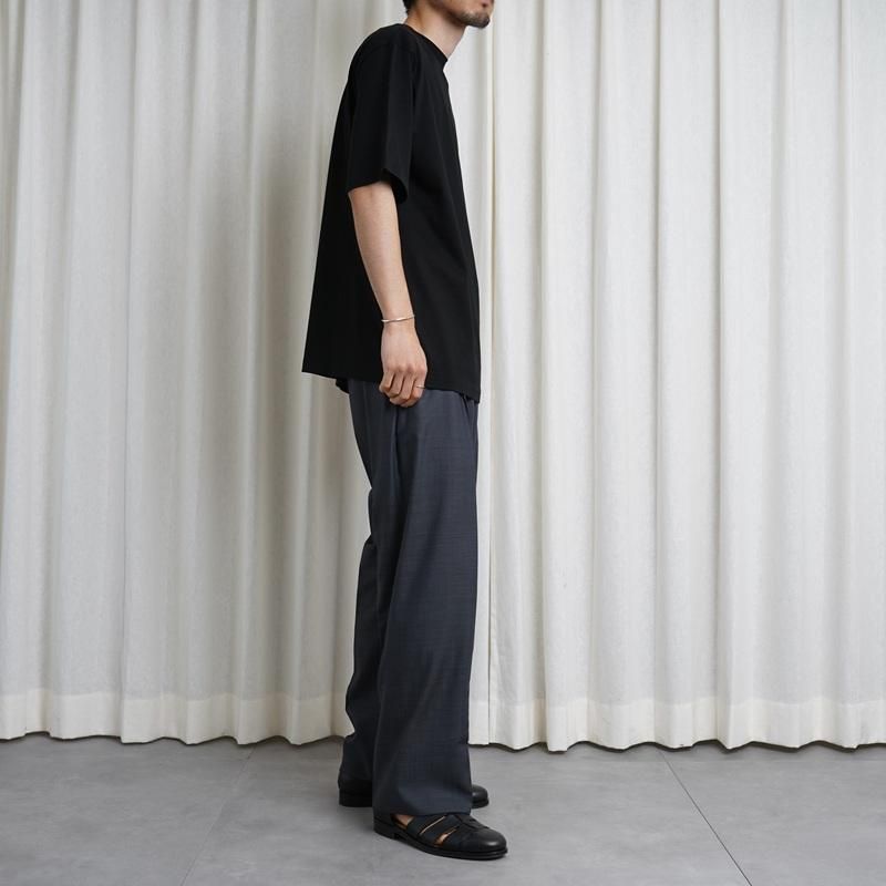 25S/SۡAURALEE ꡼LUSTER PLATING BOAT NECK TEE / BLACK