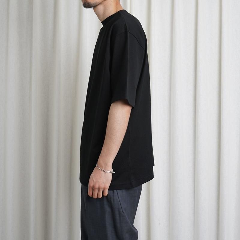 25S/SۡAURALEE ꡼LUSTER PLATING BOAT NECK TEE / BLACK