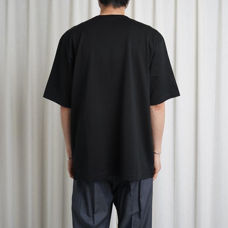 25S/SۡAURALEE ꡼LUSTER PLATING BOAT NECK TEE / BLACK