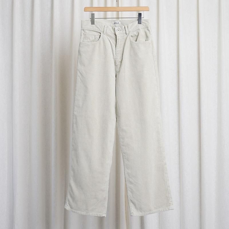 25S/SۡAURALEE ꡼ PIGMENT DYE FINX CORDUROY WIDE 5P PANTS / WHITE KHAKI 