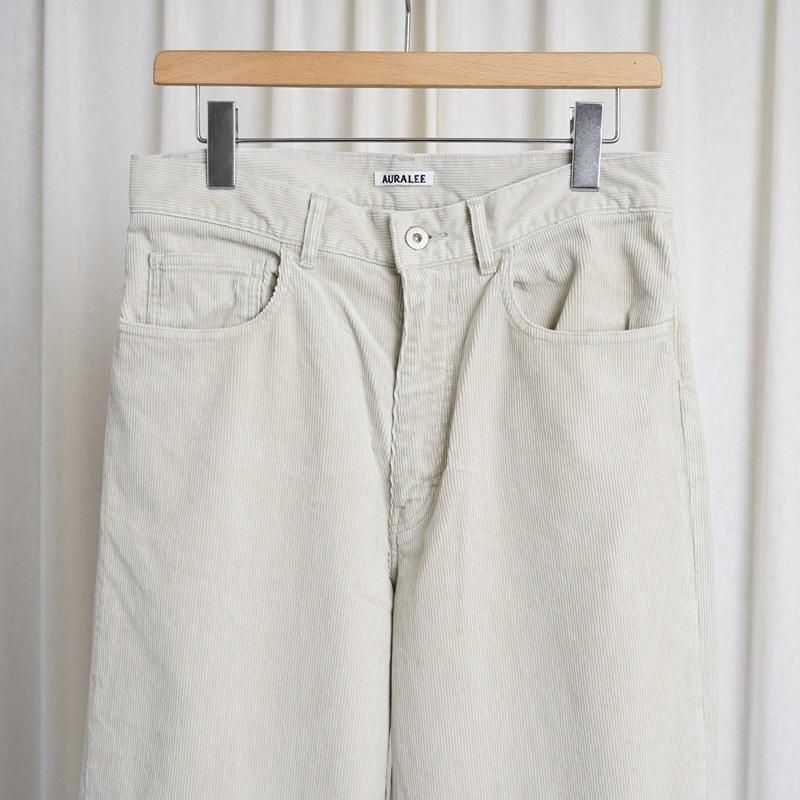 25S/SۡAURALEE ꡼ PIGMENT DYE FINX CORDUROY WIDE 5P PANTS / WHITE KHAKI 