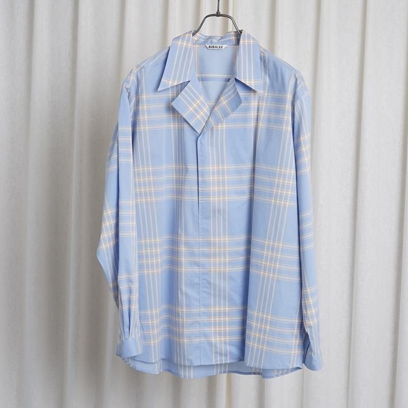 【25S/S】【AURALEE オーラリー】 WASHED FINX TYPEWRITER CHECK P/O SHIRT / LIGHT BLUE CHECK