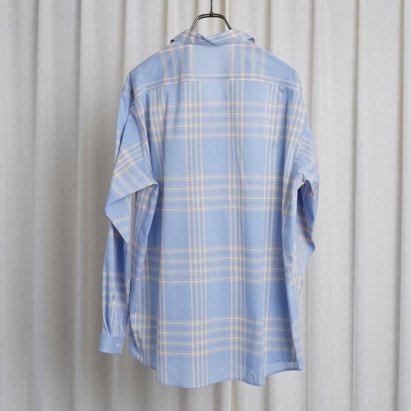 25S/SۡAURALEE ꡼ WASHED FINX TYPEWRITER CHECK P/O SHIRT / LIGHT BLUE CHECK
