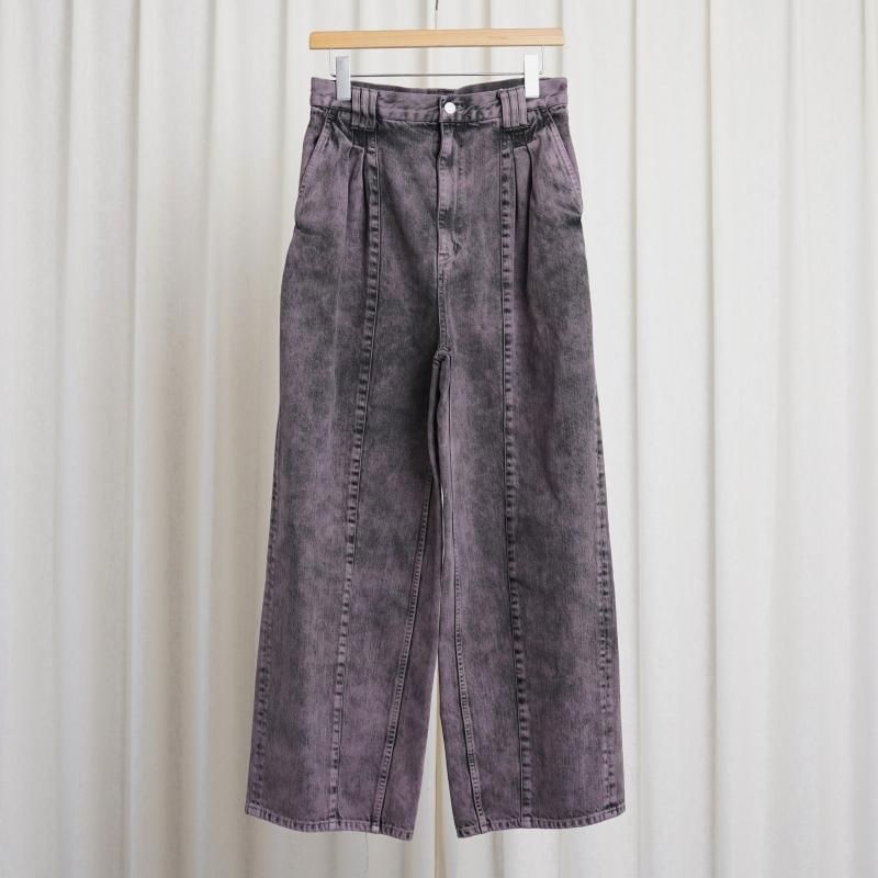 25S/SۡYOKE  衼BLEACHE&OVER DYE DENIM WIDE-LEG BUGGY PANTS / PURPLE