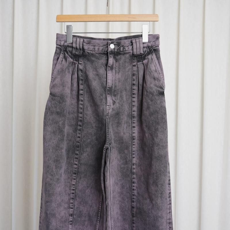 25S/SۡYOKE  衼BLEACHE&OVER DYE DENIM WIDE-LEG BUGGY PANTS / PURPLE