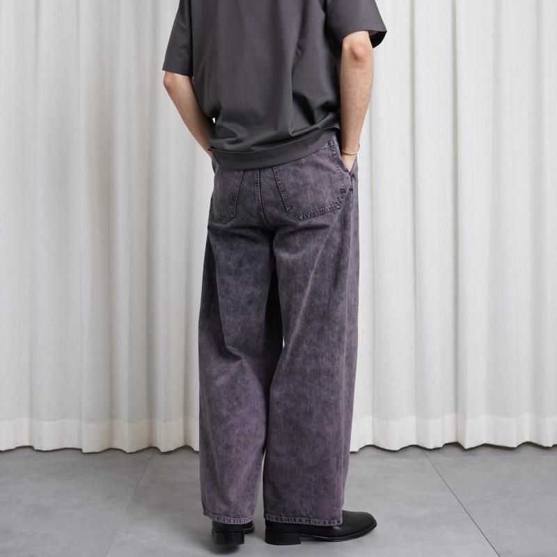25S/SۡYOKE  衼BLEACHE&OVER DYE DENIM WIDE-LEG BUGGY PANTS / PURPLE