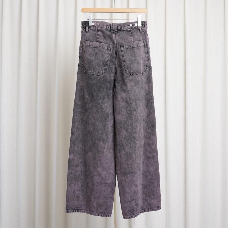 25S/SۡYOKE  衼BLEACHE&OVER DYE DENIM WIDE-LEG BUGGY PANTS / PURPLE