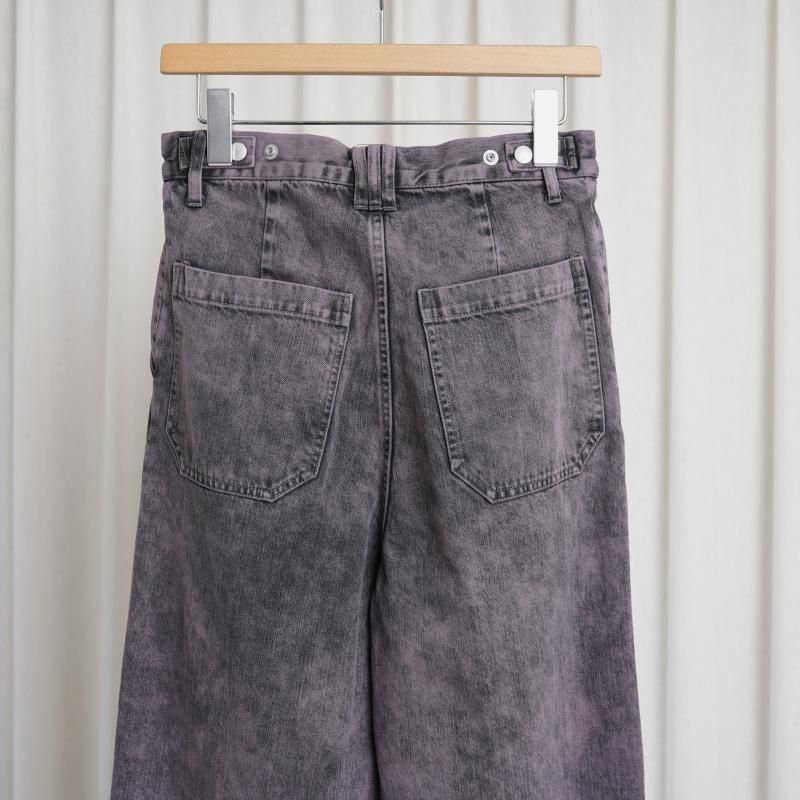 25S/SۡYOKE  衼BLEACHE&OVER DYE DENIM WIDE-LEG BUGGY PANTS / PURPLE