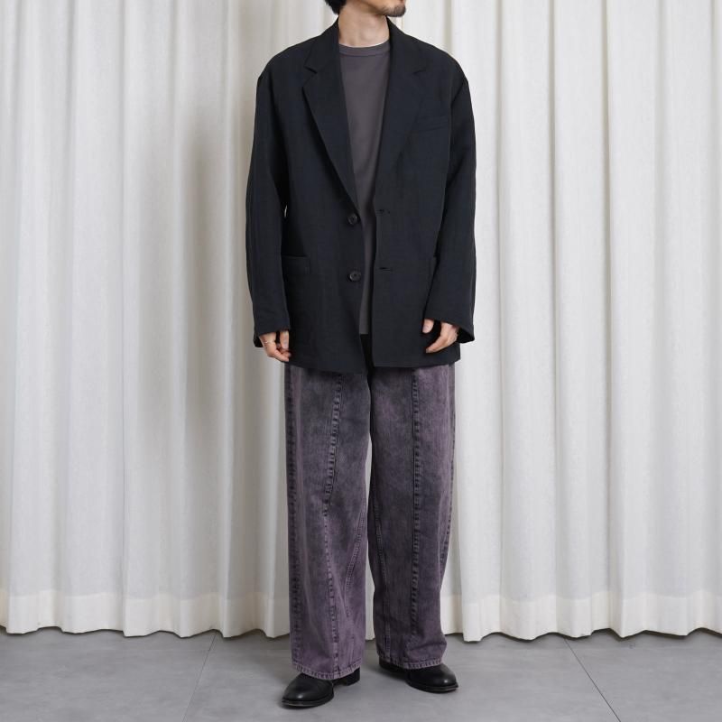 25S/SۡYOKE  衼BLEACHE&OVER DYE DENIM WIDE-LEG BUGGY PANTS / PURPLE