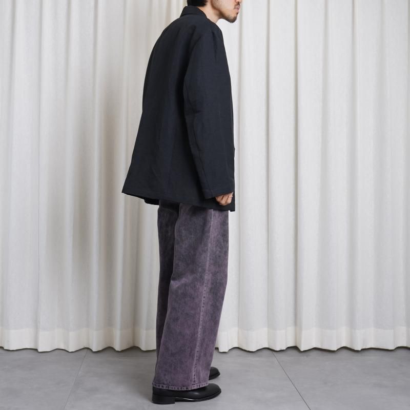 25S/SۡYOKE  衼BLEACHE&OVER DYE DENIM WIDE-LEG BUGGY PANTS / PURPLE
