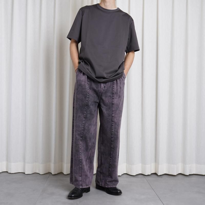 25S/SۡYOKE  衼BLEACHE&OVER DYE DENIM WIDE-LEG BUGGY PANTS / PURPLE