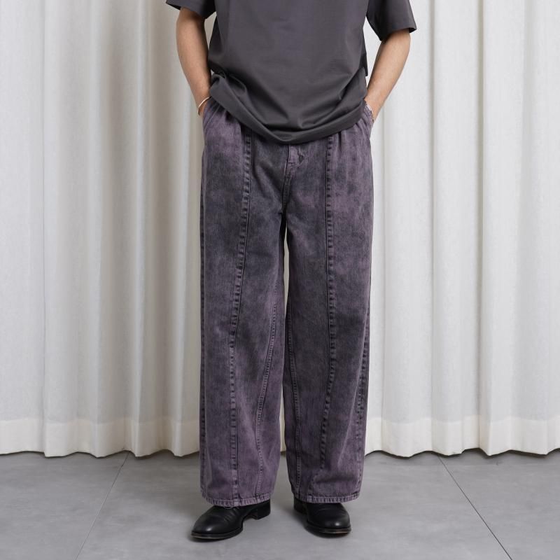 25S/SۡYOKE  衼BLEACHE&OVER DYE DENIM WIDE-LEG BUGGY PANTS / PURPLE