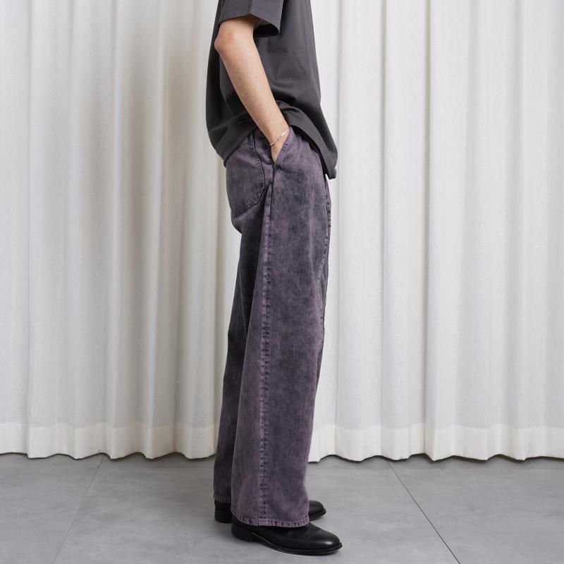 25S/SۡYOKE  衼BLEACHE&OVER DYE DENIM WIDE-LEG BUGGY PANTS / PURPLE