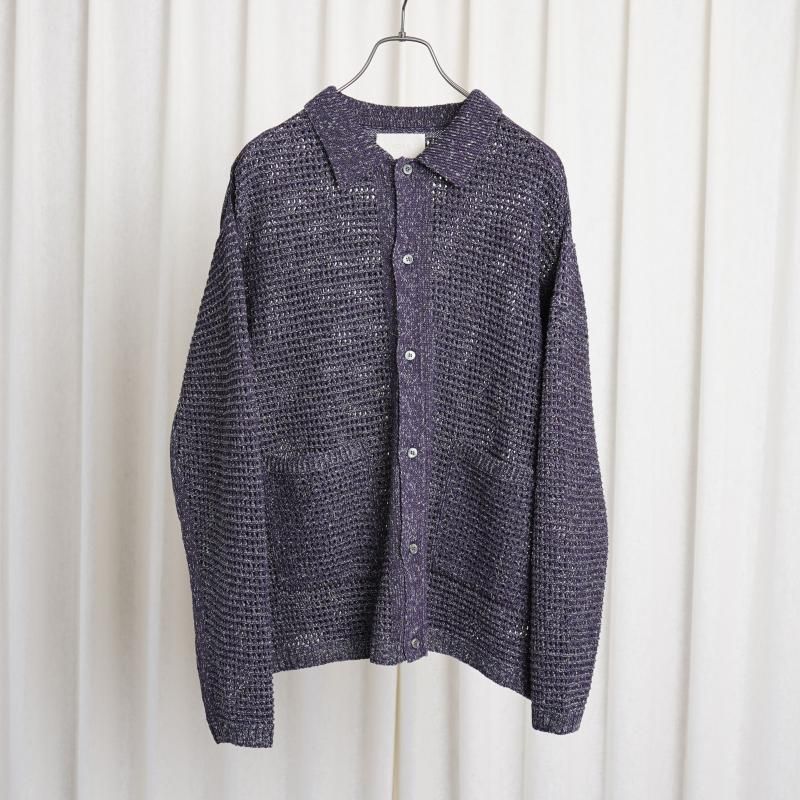 25S/SۡYOKE 衼 MESH KNITTED SHIRT CARDIGAN /  PURPLE


