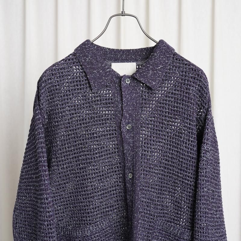 25S/SۡYOKE 衼 MESH KNITTED SHIRT CARDIGAN /  PURPLE


