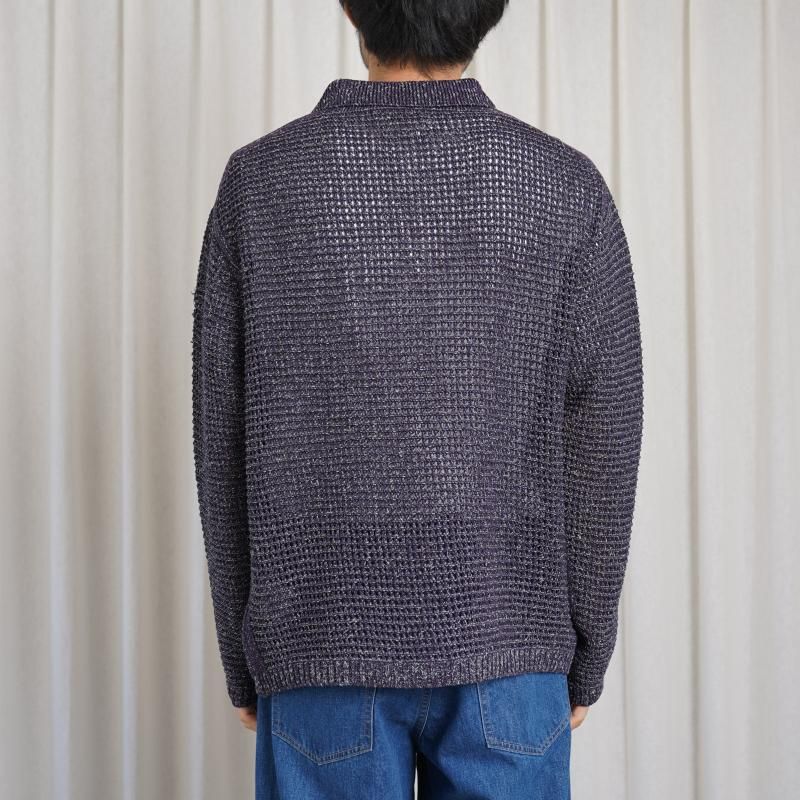 25S/SۡYOKE 衼 MESH KNITTED SHIRT CARDIGAN /  PURPLE



