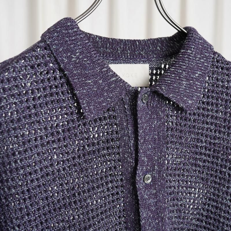 25S/SۡYOKE 衼 MESH KNITTED SHIRT CARDIGAN /  PURPLE


