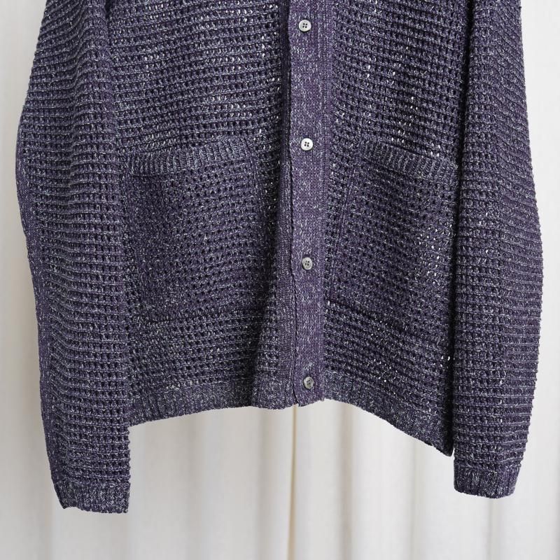 25S/SۡYOKE 衼 MESH KNITTED SHIRT CARDIGAN /  PURPLE


