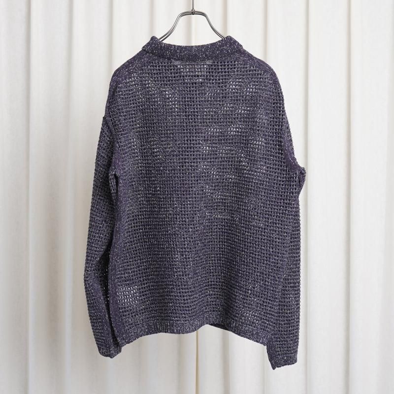 25S/SۡYOKE 衼 MESH KNITTED SHIRT CARDIGAN /  PURPLE


