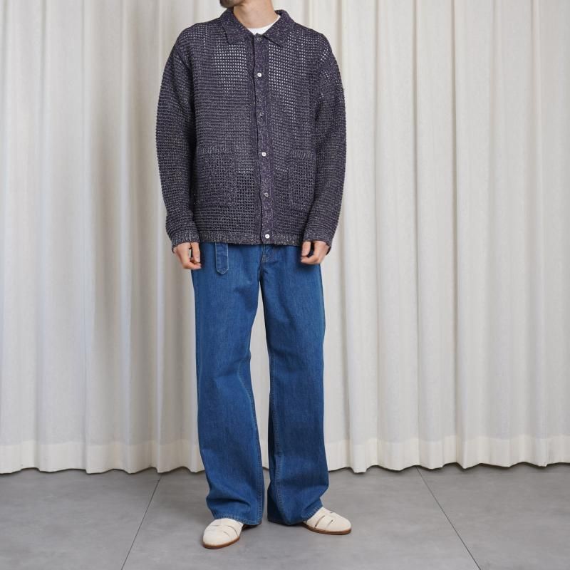 25S/SۡYOKE 衼 MESH KNITTED SHIRT CARDIGAN /  PURPLE


