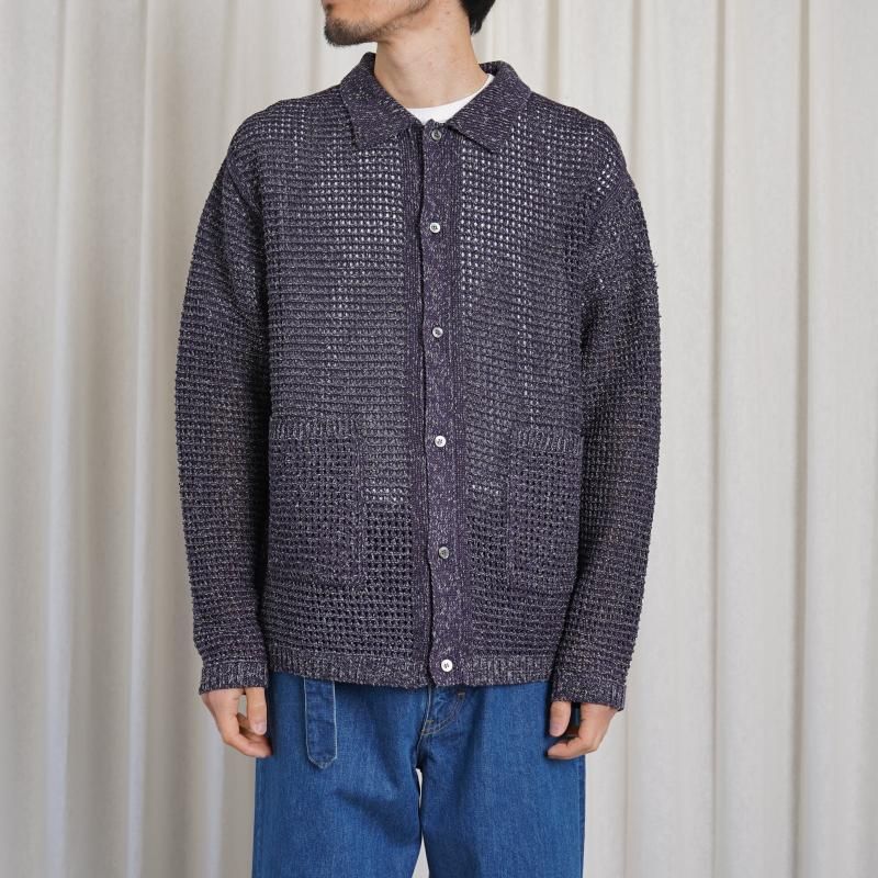 25S/SۡYOKE 衼 MESH KNITTED SHIRT CARDIGAN /  PURPLE


