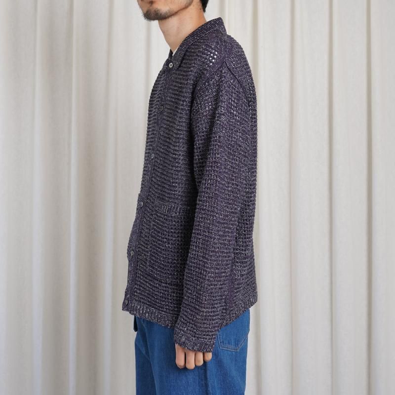 25S/SۡYOKE 衼 MESH KNITTED SHIRT CARDIGAN /  PURPLE


