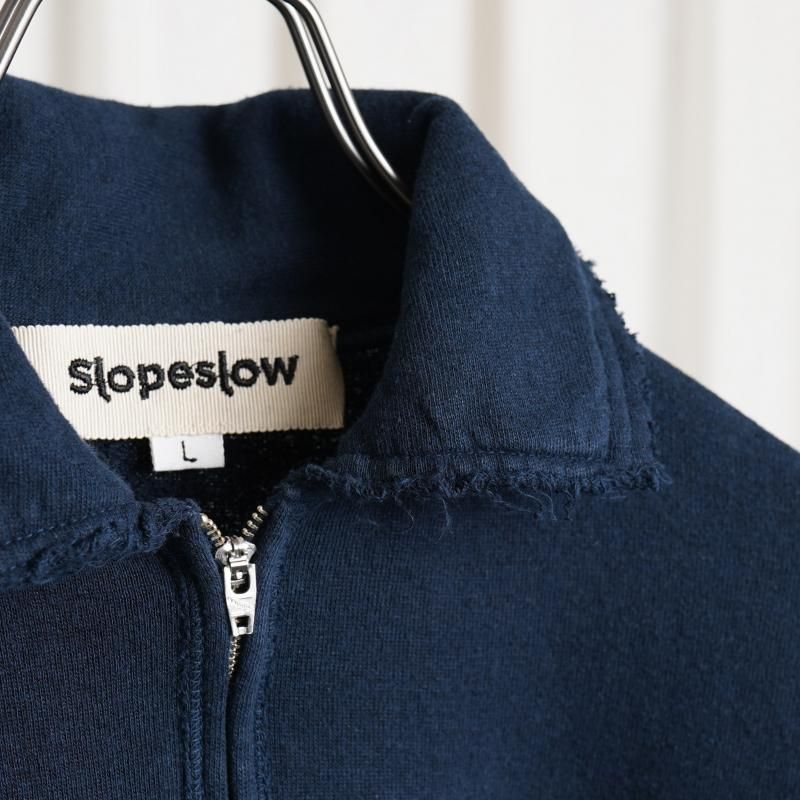 25S/SۡSlopeslow ץ  Cotton Linen Light French Terry Half Zip Top / NAVY