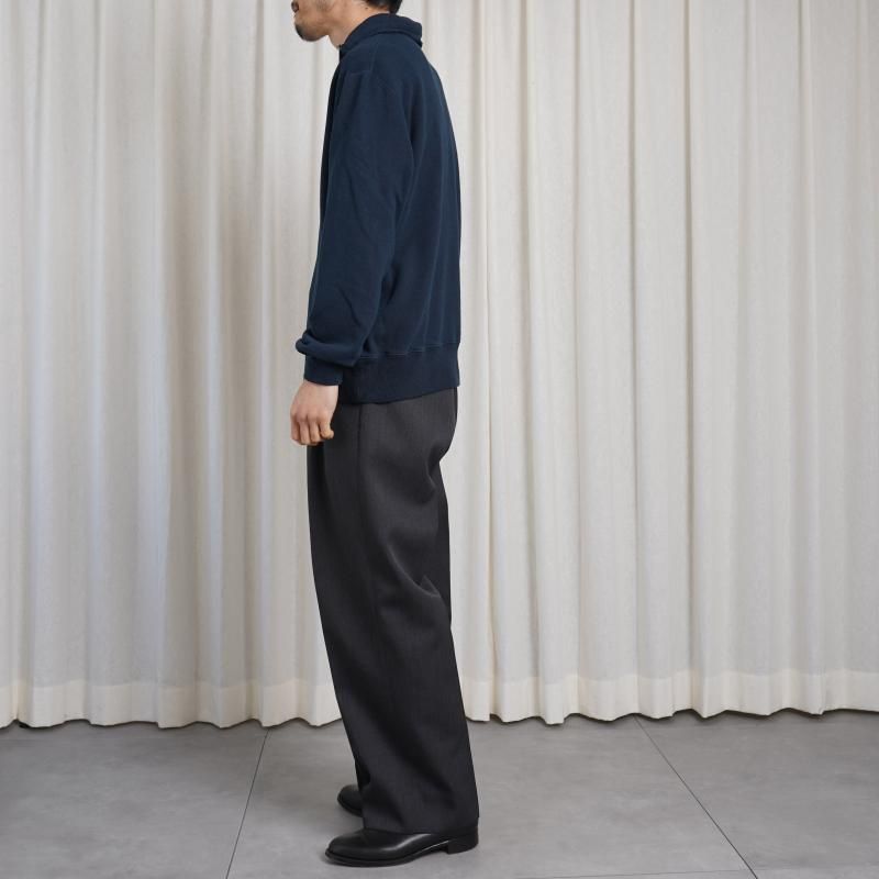 25S/SۡSlopeslow ץ  Cotton Linen Light French Terry Half Zip Top / NAVY
