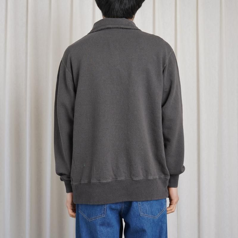 25S/SۡSlopeslow ץ  Cotton Linen Light French Terry Half Zip Top / CHARCOAL