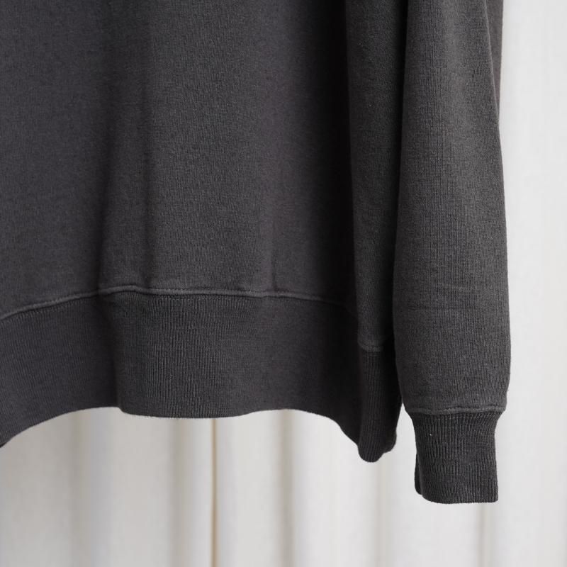 25S/SۡSlopeslow ץ  Cotton Linen Light French Terry Half Zip Top / CHARCOAL