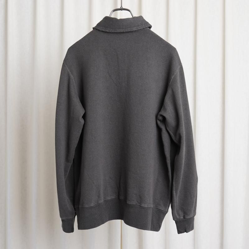 25S/SۡSlopeslow ץ  Cotton Linen Light French Terry Half Zip Top / CHARCOAL