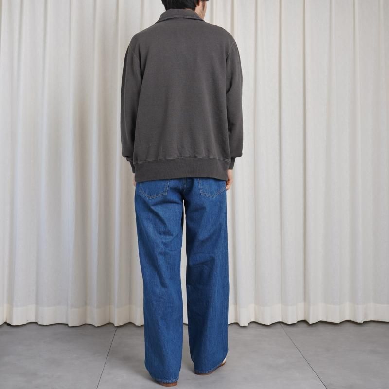 25S/SۡSlopeslow ץ  Cotton Linen Light French Terry Half Zip Top / CHARCOAL
