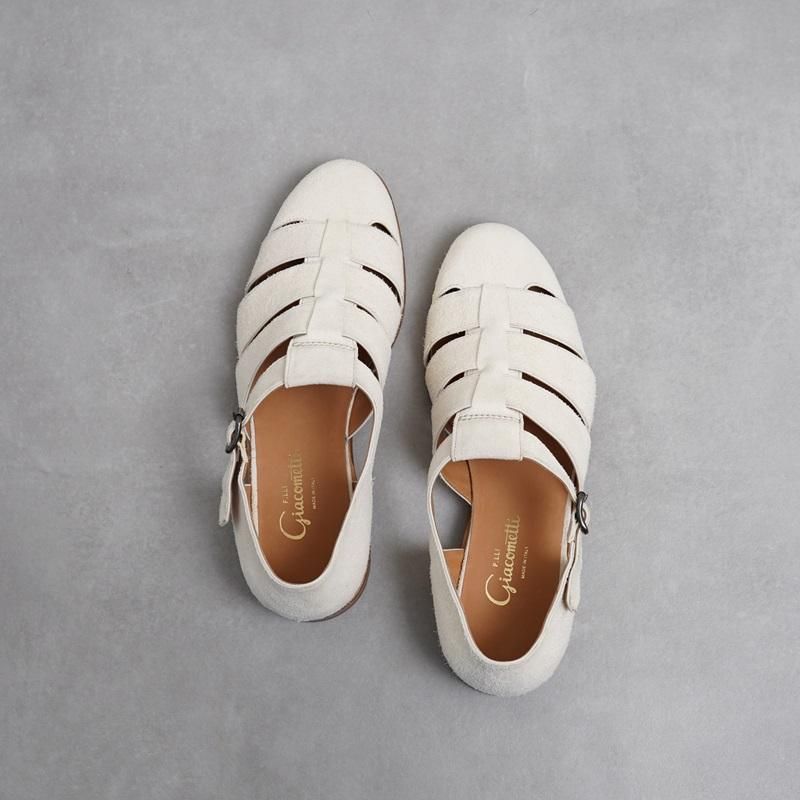 F.LLI Giacometti եƥåꥸ㥳åƥ  FG166-GURUKA SANDALS- / CAVALLO CAMOSCIO BIANCO