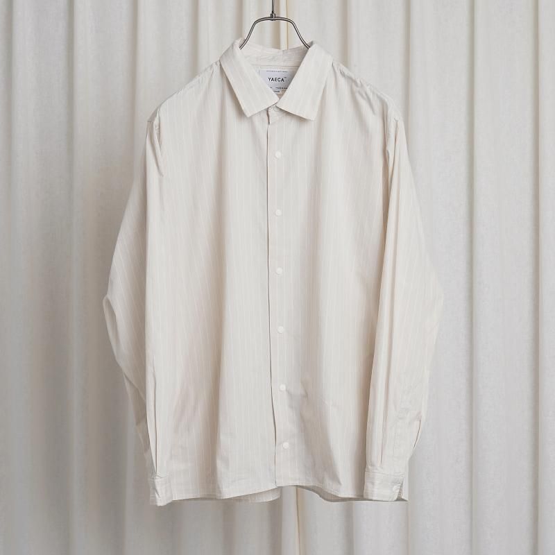 【YAECA ヤエカ】 COMFORT SHIRT RELAX SQUARE / BEIGE-STRIPE