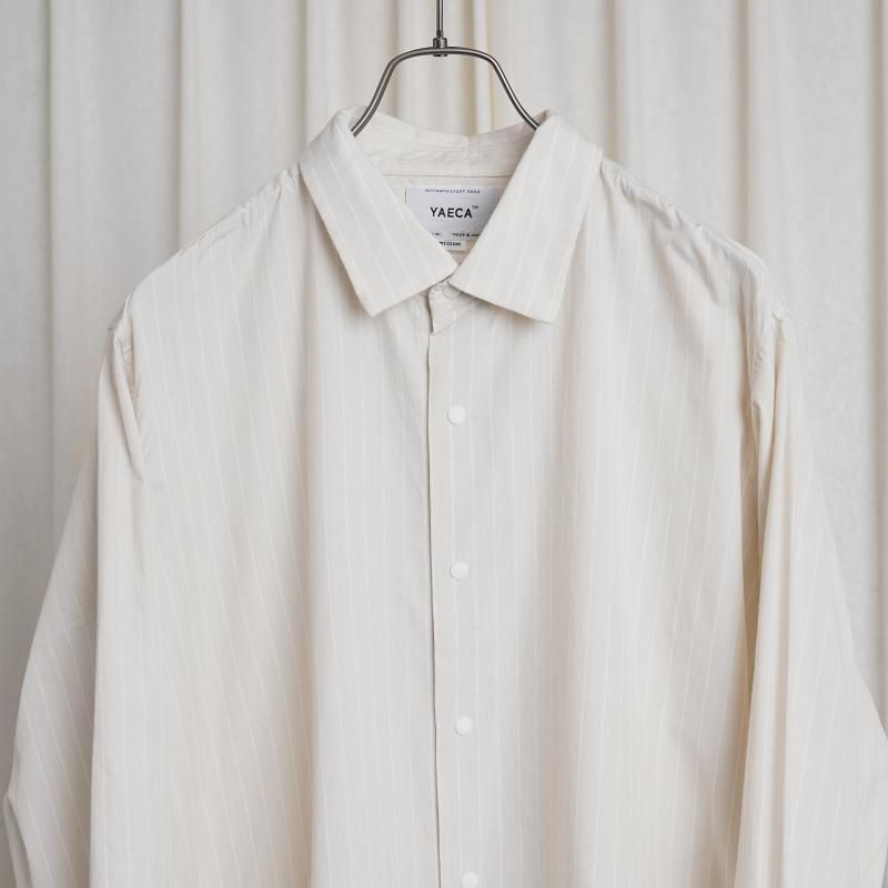 YAECA 䥨 COMFORT SHIRT RELAX SQUARE / BEIGE-STRIPE