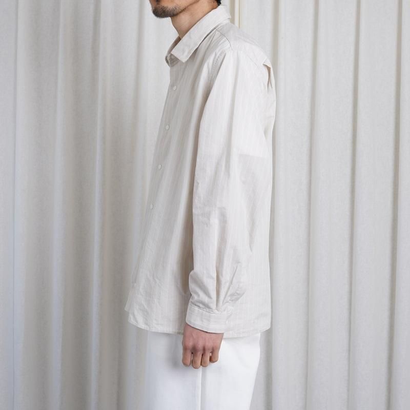 YAECA 䥨 COMFORT SHIRT RELAX SQUARE / BEIGE-STRIPE