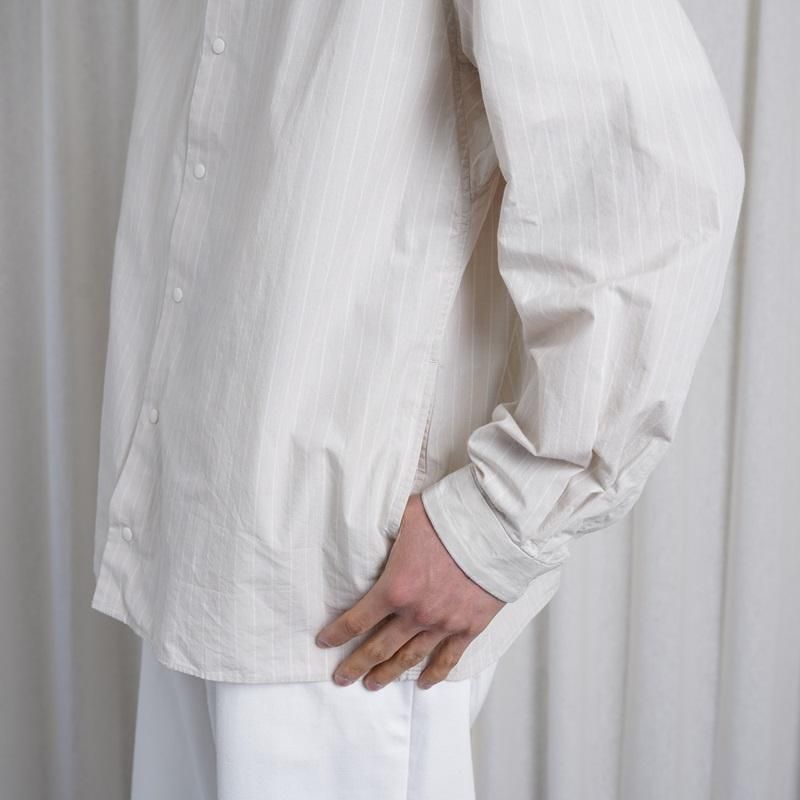 YAECA 䥨 COMFORT SHIRT RELAX SQUARE / BEIGE-STRIPE
