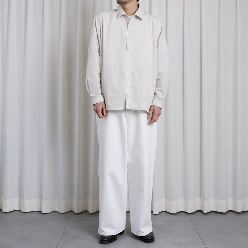 YAECA 䥨 COMFORT SHIRT RELAX SQUARE / BEIGE-STRIPE