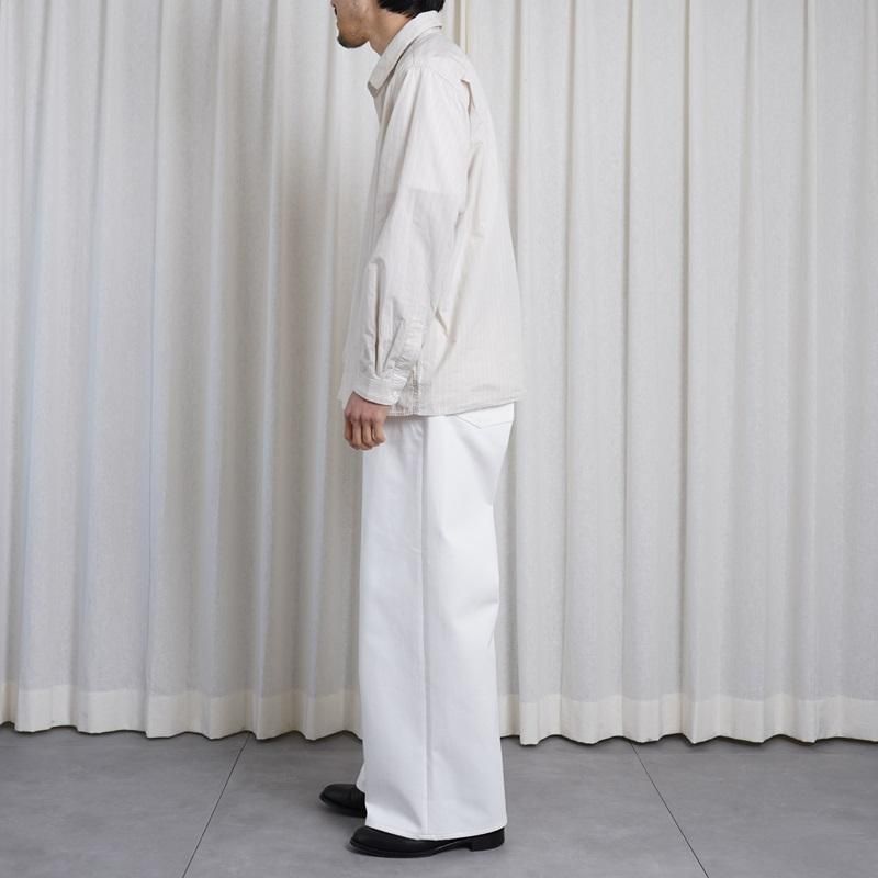YAECA 䥨 COMFORT SHIRT RELAX SQUARE / BEIGE-STRIPE