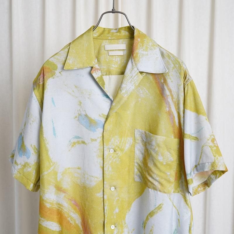 25S/SۡYOKE 衼 FLOWER PRINTED OPEN COLLAR SHIRT / YELLOW
