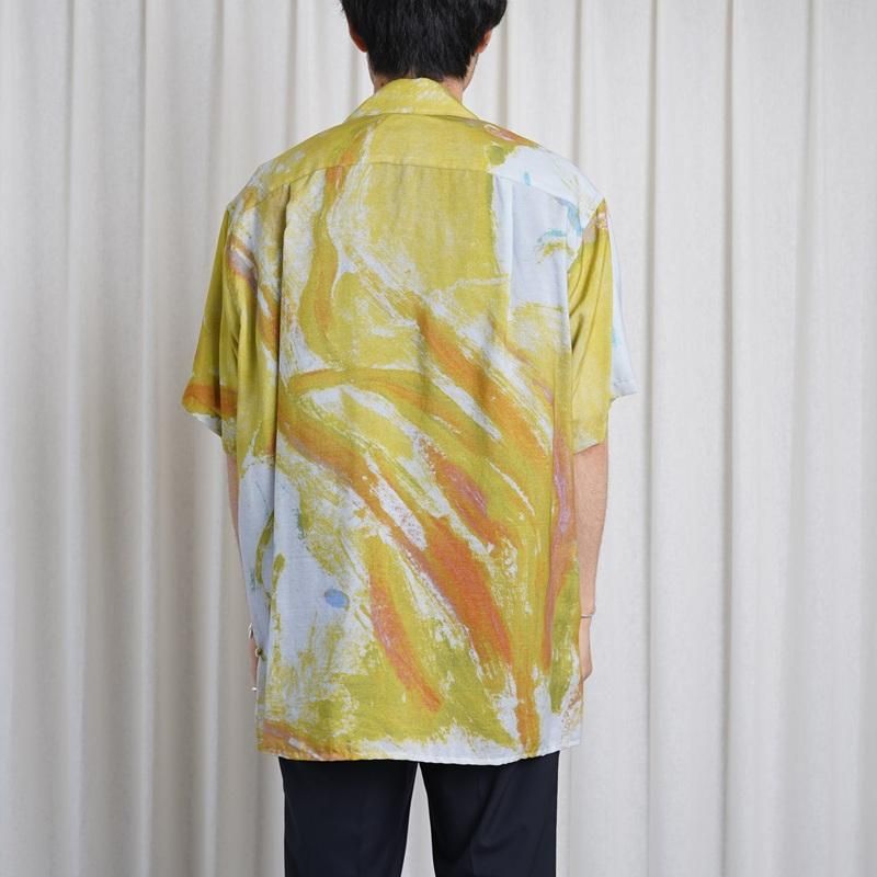 25S/SۡYOKE 衼 FLOWER PRINTED OPEN COLLAR SHIRT / YELLOW