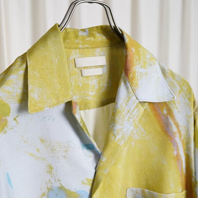 25S/SۡYOKE 衼 FLOWER PRINTED OPEN COLLAR SHIRT / YELLOW