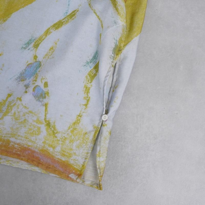 25S/SۡYOKE 衼 FLOWER PRINTED OPEN COLLAR SHIRT / YELLOW