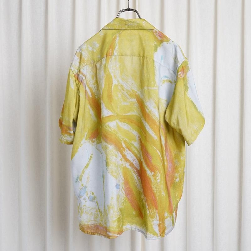 25S/SۡYOKE 衼 FLOWER PRINTED OPEN COLLAR SHIRT / YELLOW